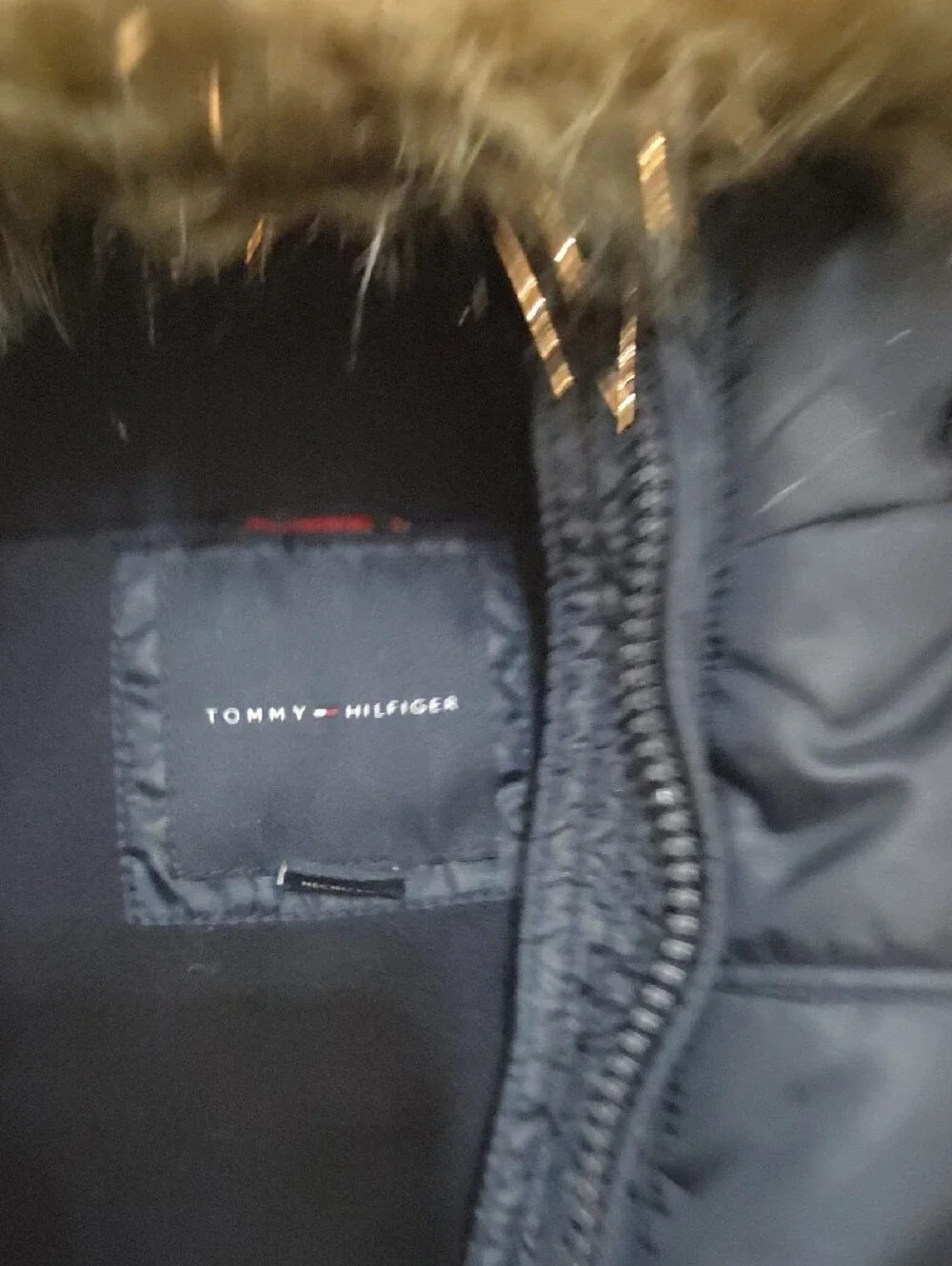 Tommy HILFIGER Girls' Navy Puffer Coat with Faux-Fur Hood